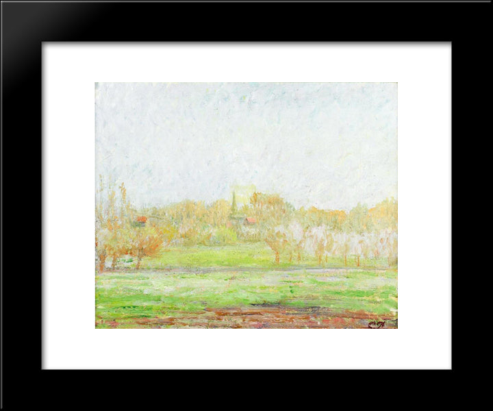 Fog In Eragny 20x24 Black Modern Wood Framed Art Print Poster by Pissarro, Camille
