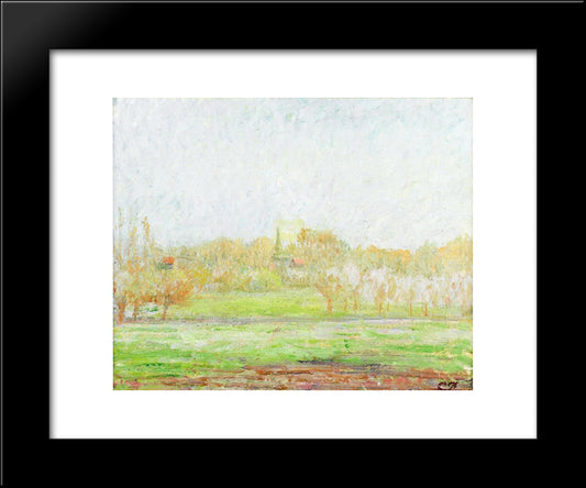 Fog In Eragny 20x24 Black Modern Wood Framed Art Print Poster by Pissarro, Camille