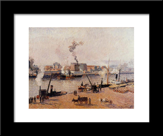 Foggy Morning, Rouen 20x24 Black Modern Wood Framed Art Print Poster by Pissarro, Camille