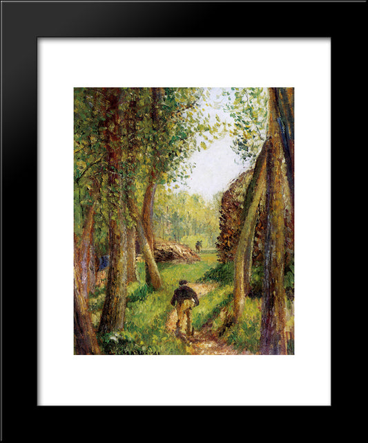 Forest Scene With Two Figures 20x24 Black Modern Wood Framed Art Print Poster by Pissarro, Camille