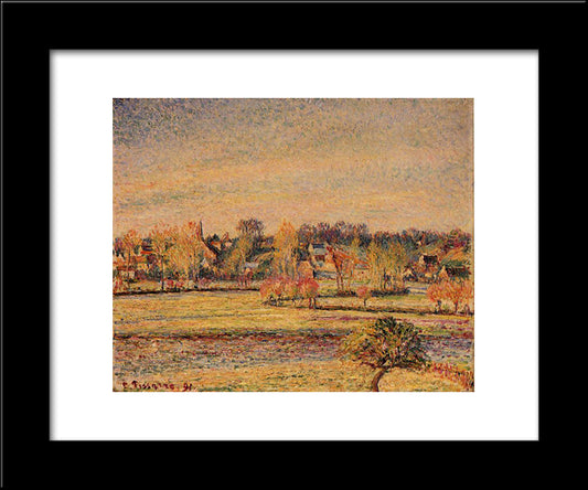 Frost, View Fom Bazincourt 20x24 Black Modern Wood Framed Art Print Poster by Pissarro, Camille