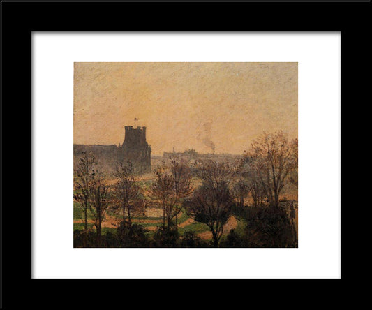 Garden Of The Louvre Fog Effect 20x24 Black Modern Wood Framed Art Print Poster by Pissarro, Camille