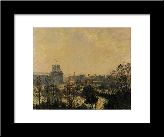 Garden Of The Louvre Snow Effect 20x24 Black Modern Wood Framed Art Print Poster by Pissarro, Camille