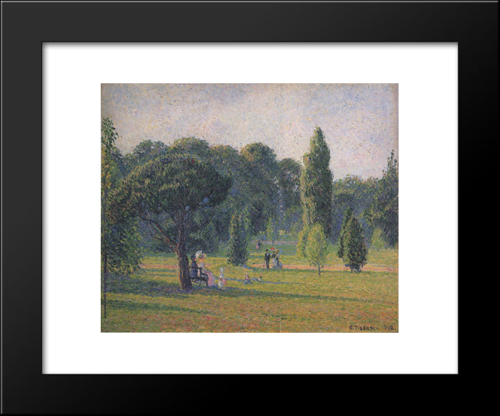 Gardens At Kew, Sunset 20x24 Black Modern Wood Framed Art Print Poster by Pissarro, Camille