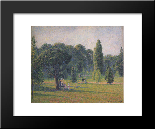 Gardens At Kew, Sunset 20x24 Black Modern Wood Framed Art Print Poster by Pissarro, Camille