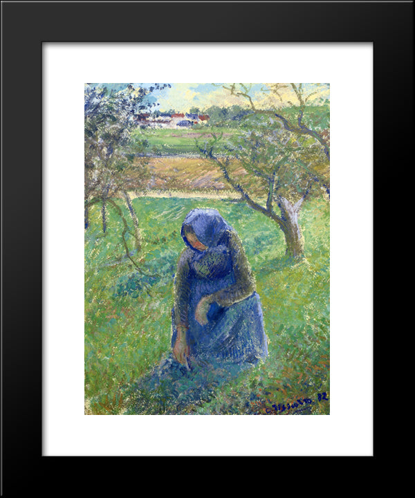 Gathering Herbs 20x24 Black Modern Wood Framed Art Print Poster by Pissarro, Camille