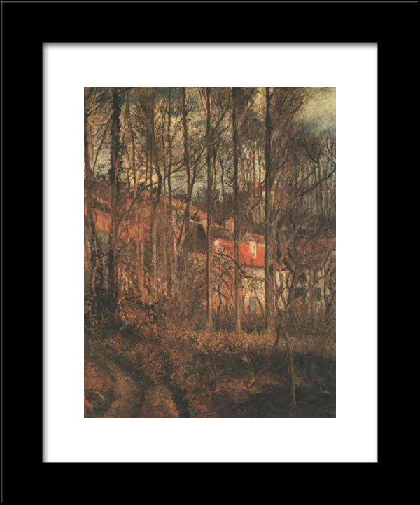 Grey Day, Banks Of The Oise 20x24 Black Modern Wood Framed Art Print Poster by Pissarro, Camille