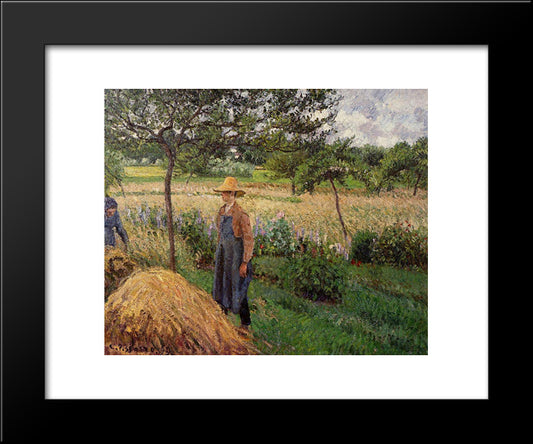 Grey Weather, Morning With Figures, Eragny 20x24 Black Modern Wood Framed Art Print Poster by Pissarro, Camille