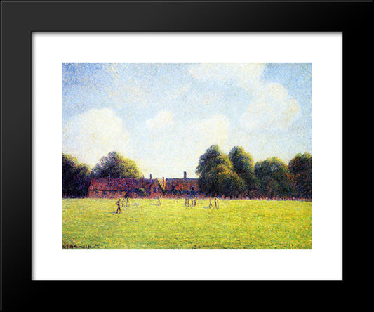 Hampton Court Green, London 20x24 Black Modern Wood Framed Art Print Poster by Pissarro, Camille