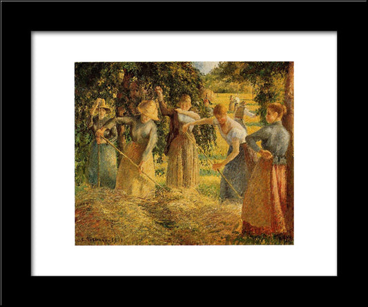 Harvest At Eragny 20x24 Black Modern Wood Framed Art Print Poster by Pissarro, Camille