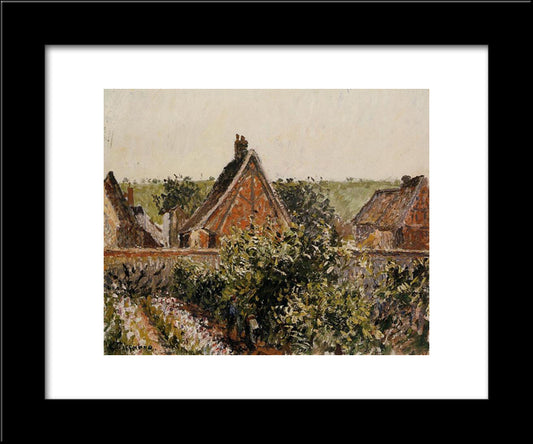 Harvest In The Orchard, Eragny 20x24 Black Modern Wood Framed Art Print Poster by Pissarro, Camille