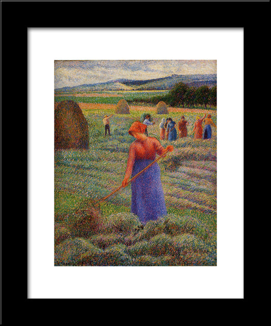 Haymakers At Eragny 20x24 Black Modern Wood Framed Art Print Poster by Pissarro, Camille