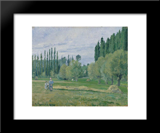 Haymaking 20x24 Black Modern Wood Framed Art Print Poster by Pissarro, Camille