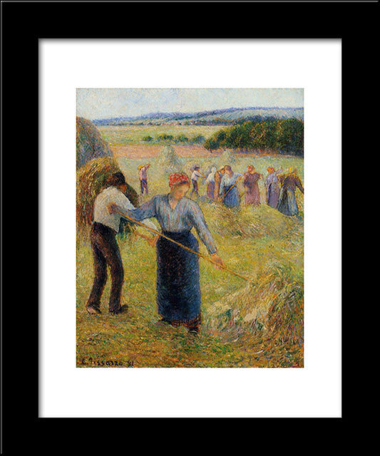 Haymaking At Eragny 20x24 Black Modern Wood Framed Art Print Poster by Pissarro, Camille