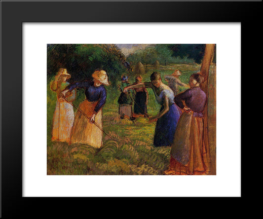 Haymaking In Eragny 20x24 Black Modern Wood Framed Art Print Poster by Pissarro, Camille