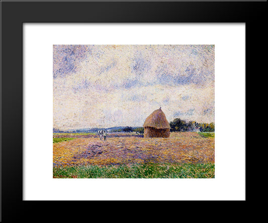 Haystack Eragny 20x24 Black Modern Wood Framed Art Print Poster by Pissarro, Camille