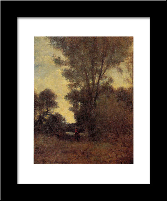 Horseman In The Forest 20x24 Black Modern Wood Framed Art Print Poster by Pissarro, Camille