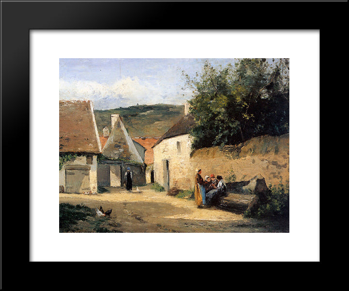 Jacob Coin De Village 20x24 Black Modern Wood Framed Art Print Poster by Pissarro, Camille