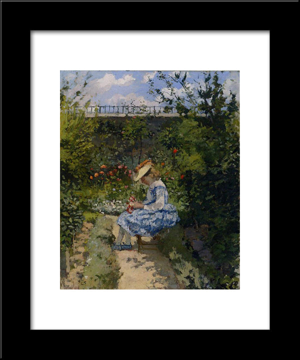 Jeanne In The Garden, Pontoise 20x24 Black Modern Wood Framed Art Print Poster by Pissarro, Camille