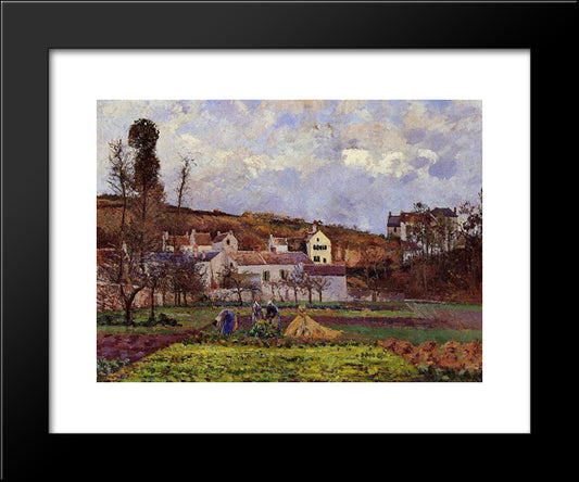 Kitchen Gardens At L'Hermitage, Pontoise 20x24 Black Modern Wood Framed Art Print Poster by Pissarro, Camille