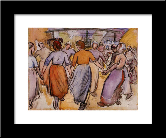 La Ronde 20x24 Black Modern Wood Framed Art Print Poster by Pissarro, Camille