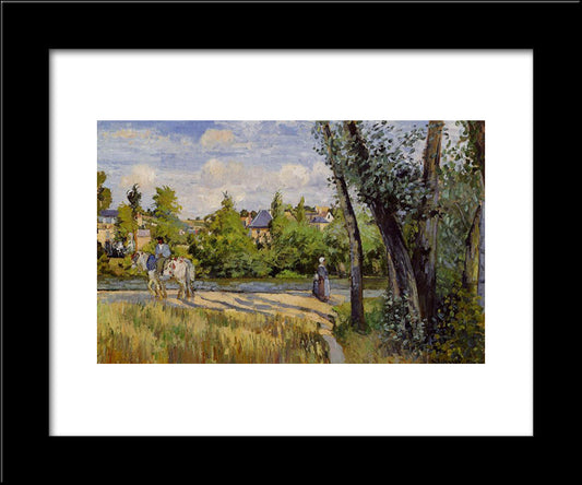 Landscape, Bright Sunlight, Pontoise 20x24 Black Modern Wood Framed Art Print Poster by Pissarro, Camille