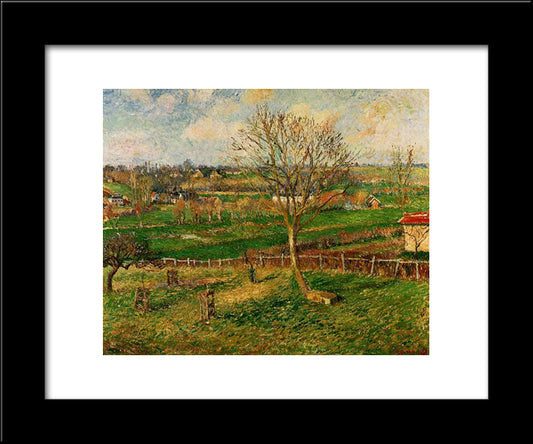 Landscape, Fields, Eragny 20x24 Black Modern Wood Framed Art Print Poster by Pissarro, Camille