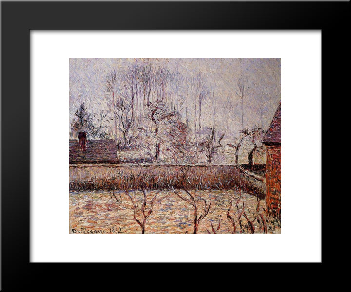 Landscape, Frost And Fog, Eragny 20x24 Black Modern Wood Framed Art Print Poster by Pissarro, Camille