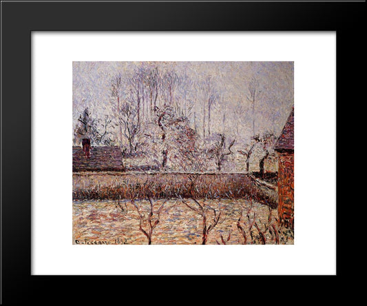 Landscape, Frost And Fog, Eragny 20x24 Black Modern Wood Framed Art Print Poster by Pissarro, Camille