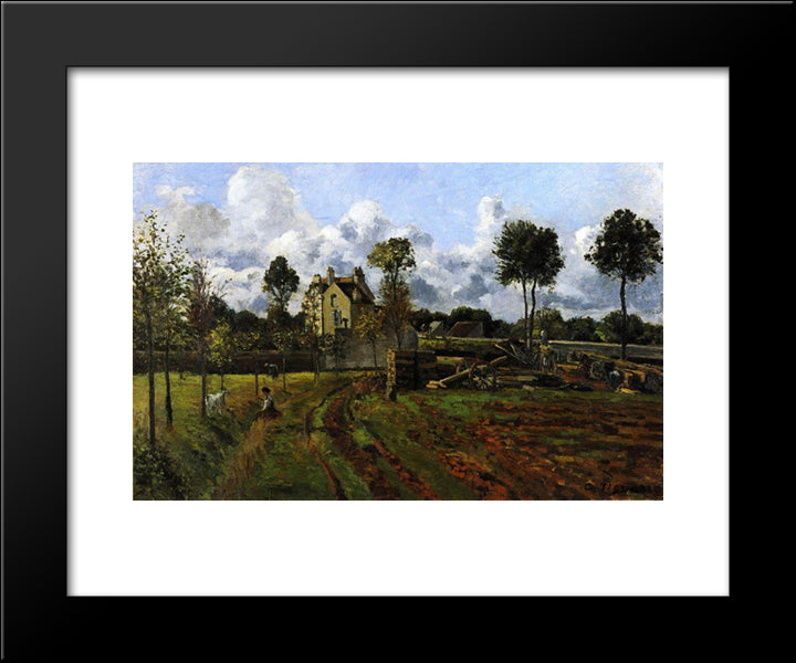 Landscape, Louveciennes 20x24 Black Modern Wood Framed Art Print Poster by Pissarro, Camille