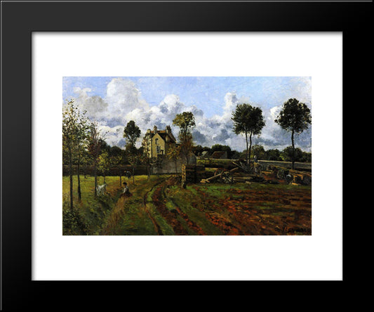 Landscape, Louveciennes 20x24 Black Modern Wood Framed Art Print Poster by Pissarro, Camille