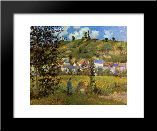 Landscape At Chaponval 20x24 Black Modern Wood Framed Art Print Poster by Pissarro, Camille