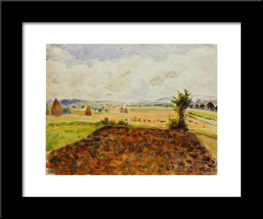 Landscape At Eragny, Clear Weather 20x24 Black Modern Wood Framed Art Print Poster by Pissarro, Camille