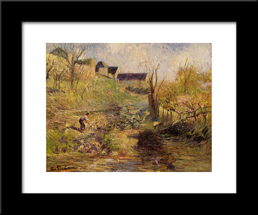 Landscape At Osny 20x24 Black Modern Wood Framed Art Print Poster by Pissarro, Camille