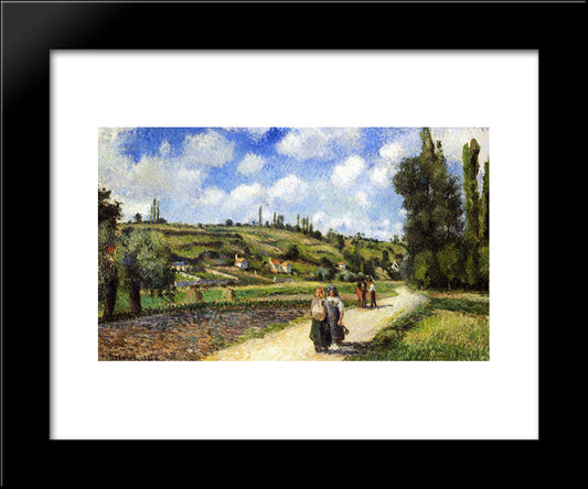 Landscape Near Pontoise, The Auvers Road 20x24 Black Modern Wood Framed Art Print Poster by Pissarro, Camille
