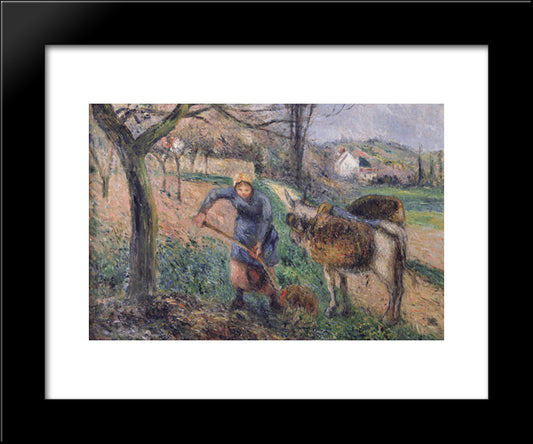 Landscape With A Donkey 20x24 Black Modern Wood Framed Art Print Poster by Pissarro, Camille