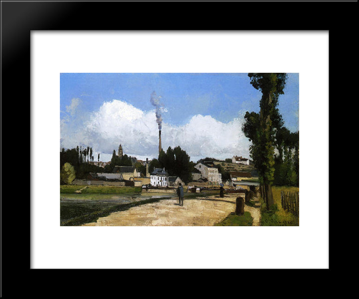 Landscape With Factory 20x24 Black Modern Wood Framed Art Print Poster by Pissarro, Camille