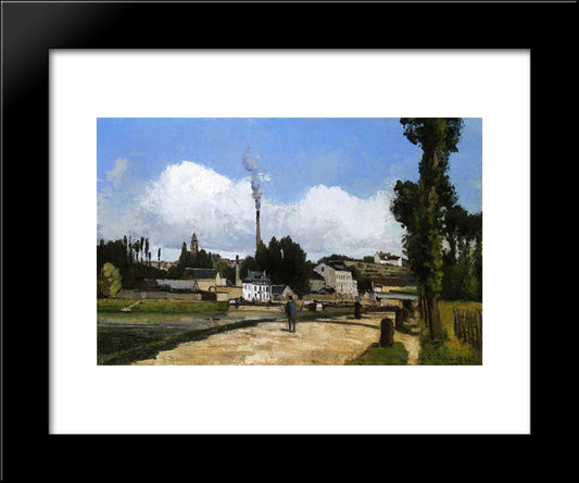 Landscape With Factory 20x24 Black Modern Wood Framed Art Print Poster by Pissarro, Camille