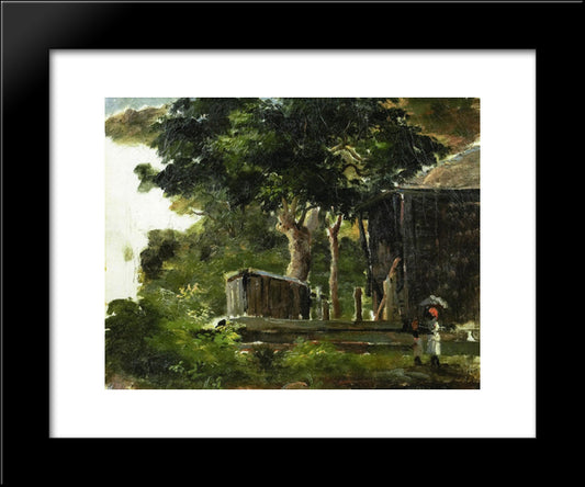Landscape With House In The Woods In Saint Thomas, Antilles 20x24 Black Modern Wood Framed Art Print Poster by Pissarro, Camille