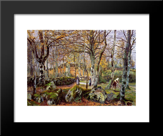 Landscape With Rocks, Montfoucault 20x24 Black Modern Wood Framed Art Print Poster by Pissarro, Camille
