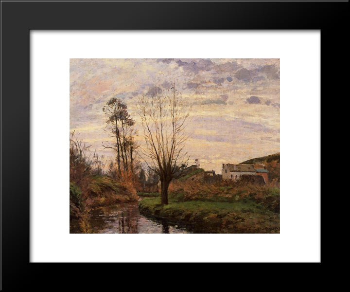 Landscape With Small Stream 20x24 Black Modern Wood Framed Art Print Poster by Pissarro, Camille