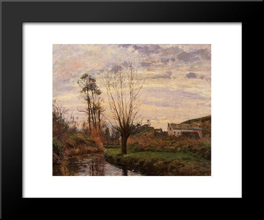 Landscape With Small Stream 20x24 Black Modern Wood Framed Art Print Poster by Pissarro, Camille