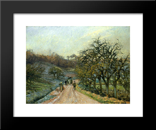 Lane Of Apple Trees Near Osny, Pontoise 20x24 Black Modern Wood Framed Art Print Poster by Pissarro, Camille
