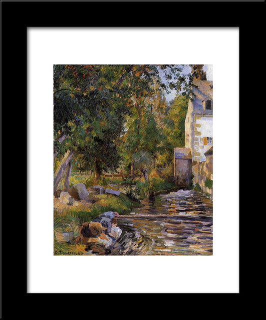 Laundry And Mill At Osny 20x24 Black Modern Wood Framed Art Print Poster by Pissarro, Camille