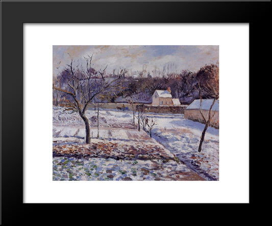 L'Hermitage, Pontoise Snow Effect 20x24 Black Modern Wood Framed Art Print Poster by Pissarro, Camille