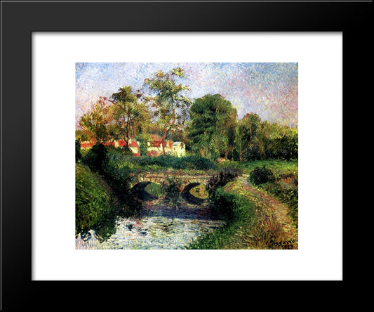Little Bridge On The Voisne, Osny 20x24 Black Modern Wood Framed Art Print Poster by Pissarro, Camille