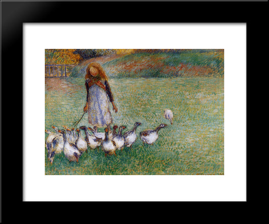 Little Goose Girl 20x24 Black Modern Wood Framed Art Print Poster by Pissarro, Camille