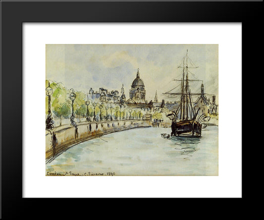 London, St. Paul'S Cathedral 20x24 Black Modern Wood Framed Art Print Poster by Pissarro, Camille