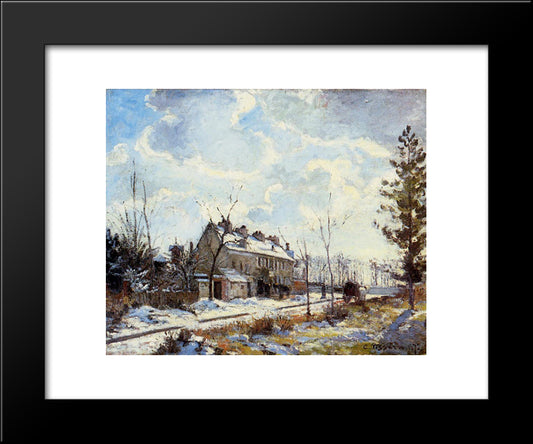 Louveciennes Road Snow Effect 20x24 Black Modern Wood Framed Art Print Poster by Pissarro, Camille