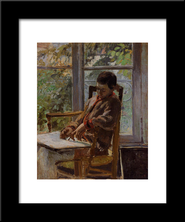 Lucien Pissarro In An Interior 20x24 Black Modern Wood Framed Art Print Poster by Pissarro, Camille